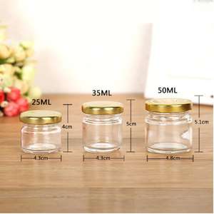 <span class=keywords><strong>Mini</strong></span> pots à miel ronds en verre de 1,5 oz avec bouchon à vis doré, écran givré carré imprimé pour bonbons, <span class=keywords><strong>confiture</strong></span>, gelée - Product Image 2