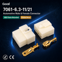 Connecteur automobile 6 broches mâle-femelle 7061-6.3-11/21, boîtier ABS ignifuge, borne à sertir en laiton patiné, fil conforme CE RoHS