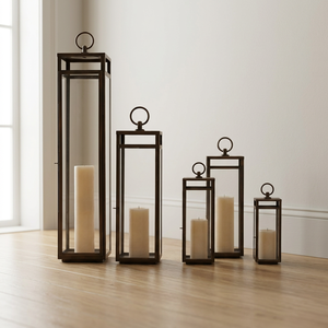 Wholesale Modern <b>Tall</b> Stainless Steel Brown Metal Handmade Durable Candle Holder <b>Lanterns</b> for Christmas Easter Home Outdoor - Product Image 6