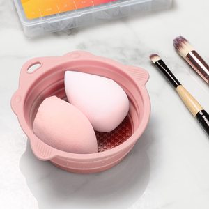 Foldable Silicone Makeup <b>Brush</b> Cleaner Bowl - Etercycle Portable Cleaning Tool for <b>Brushes</b>, Powder Puffs, and Sponges (Pink) - Product Image 5