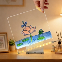 Lampe de nuit LED USB pour enfants avec support en acrylique, tableau de dessin créatif moderne effaçable, tableau mémo, cadeau minimaliste pour la maison