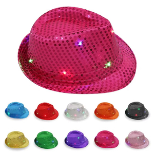 Sombrero Fedora con Lentejuelas Luminosas, Estilo Jazz, Accesorio <span class=keywords><strong>de</strong></span> Fiesta para Conciertos, Cumpleaños, Espectáculos, Halloween, Navidad, Regalo para Adultos y Niños - Product Image 4