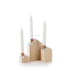 DECORATION WOODEN HOUSE WITH CANDLE HOLDER WOODEN CANDLE HOLDER
