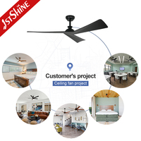Ventilador de Techo Inteligente 1stshine OEM/ODM para Interiores, 110-240V, Motor de Corriente Continua, 6 Velocidades, Aspas de Plástico Negras, Sin Luz