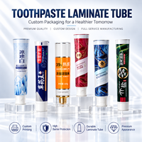 Tubes d'emballage de dentifrice en aluminium et plastique imprimés sur mesure, finition brillante UV, bouchon à vis 12,7-35 mm