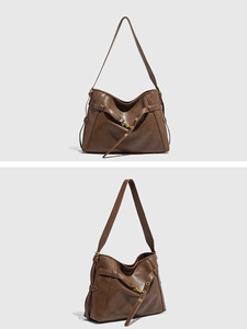 Nouveau sac fourre-tout rétro haut de gamme pour femme, style motard, à porter à l'épaule ou en bandoulière, grande capacité, fermeture éclair, en polyester et PU - Product Image 4