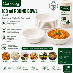 Canejoy CJ-6 Bagasse Modern Bowl Tray Eco-Friendly Biodegradable Compostable Disposable Microwave Safe <b>Freezer</b> Safe Heavy Party - Product Image 4