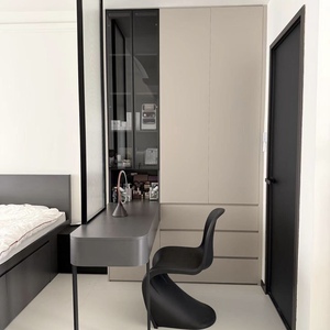 Muebles de Dormitorio Modernos, Armario de Madera con Luces LED, Estilo Hotel, Combinación de Almacenamiento y Tocador con Diseño Ensamblado - Product Image 2