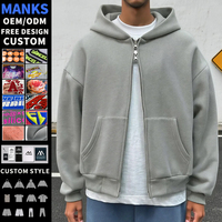 Sudadera con capucha de doble cremallera de alta calidad al por mayor para hombre, estilo urbano, diseño de logotipo personalizado, corte holgado y pesado, para hombre