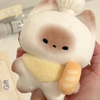 Pendentif en peluche de chat chef mignon en coton, 13 cm, jouet doux avec baguette, pour breloque de sac cadeau, vente en gros