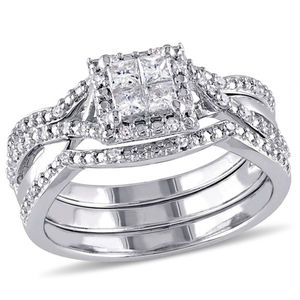 Bague de fiançailles et de mariage en argent sterling 925 avec zircone cubique taille princesse radiante de 1 carat certifiée IGI, rhodiée, pour les fêtes - Product Image 3