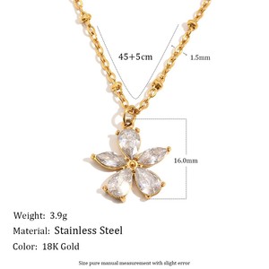 Flower Shape Cubic Zirconia <b>Cocktail</b> <b>Ring</b> Stainless Steel 18K <b>Gold</b> Plated Prong Setting Women's Glam Daily Wear Jewelry - Product Image 5