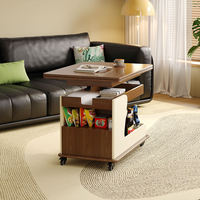Table console mobile et durable, pliable, pour petits appartements modernes, mobilier de salon, dessus en métal, plateau relevable en bois, chariot de service domestique