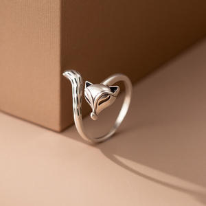 Modischer Vintage-Ring aus 925 Sterling Silber, Retro-Fuchs Offener Verstellbarer Ring, Niedlicher Schmuck für Frauen - Product Image 3