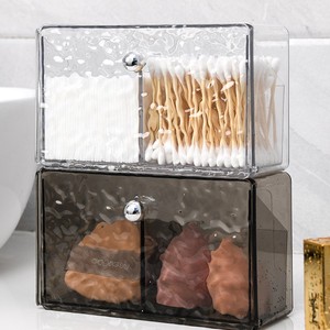 Transparent <b>Plastic</b> Makeup Organizer With <b>Drawers</b> For Cotton Pads Swabs And Cosmetics Bathroom <b>Storage</b> Box - Product Image 1