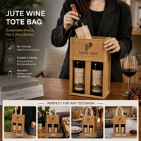 Sac à vin en toile de jute personnalisé avec logo, sac cadeau pour 1 ou 2 bouteilles, pochette de transport pour vin rouge avec poignées pour vin blanc, champagne