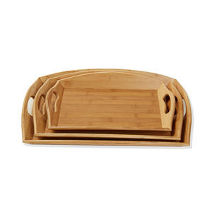 Bamboo Serving <b>Tray</b> Set <b>Large</b> Rectangular With Handles For Tea Ceremony Hotel Use - Product Image 3