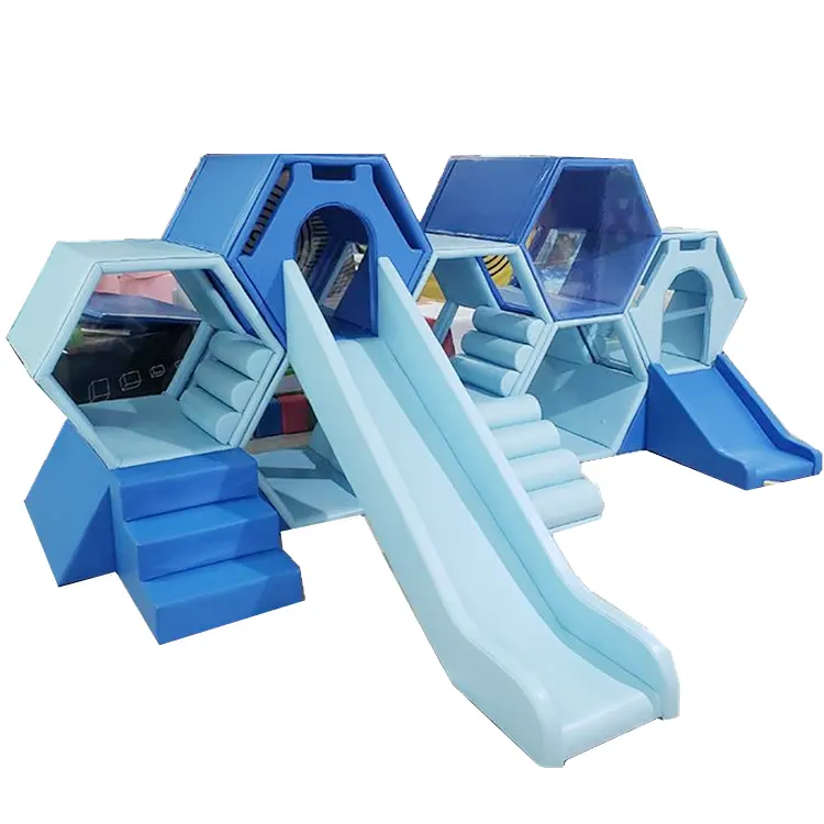 Hot colorful soft play indoor playground kids center soft play sets maze honeycomb slide kids toddler rental indoor soft play