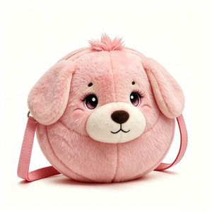 Custom Pink Lop Ear Bunny Plush Crossbody Bag, <b>Cute</b> Round Rabbit Plush Shoulder <b>Purse</b>, Girls Cartoon Rabbit Plush Sling Bag - Product Image 2