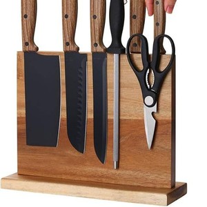 Porte-couteaux magnétique en bois avec aimants puissants, rangement multifonctionnel pour couteaux de cuisine - Product Image 4