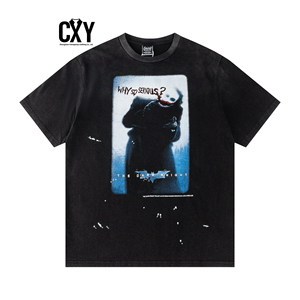 T-shirts rétro vieillis CXY en gros avec motifs urbains dessinés à la main, en coton respirant, marque privée acceptée - Product Image 2