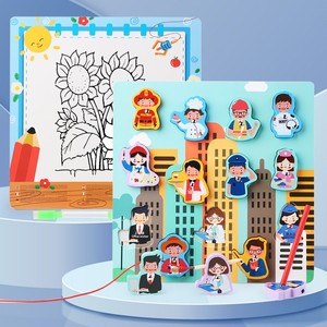 Giocattoli Educativi in Legno all'Ingrosso: <span class=keywords><strong>Puzzle</strong></span> di Riconoscimento, Tavola Multifunzionale per Infilare e Disegnare, Blocchi di Abbinamento per la Prima Infanzia - Product Image 2
