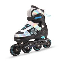 Patins à roulettes pour enfants débutants, garçons et filles, à quatre roues, avec roulements ABEC-7, en tissu maillé PU, réglables, avec lumières clignotantes