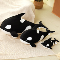 Peluche de Orca Negra de Dibujos Animados, Juguete de Peluche de Tiburón Ballena, Animal Marino de Peluche, Almohada Pequeña para Dormir
