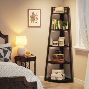 Living Room Kitchen Home Office 70 Inch Tall <strong>Corner</strong> <strong>Shelf</strong>, 5 Tier Rustic <strong>Corner</strong> Bookshelf Bookcase <strong>Corner</strong> <strong>Ladder</strong> <strong>Shelf</strong> - Product Image 3