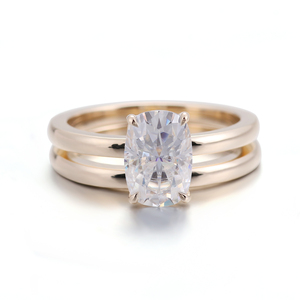 Joyería fina Cojín Corte Laboratorio Blanco 2.5CT Moissanite Anillos de boda para parejas Oro amarillo 10K en línea - Product Image 2