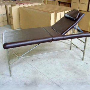 Table de massage moderne en métal, portable et pliable, avec tête de lit relevable pour les soins du visage et les extensions de cils - Product Image 1