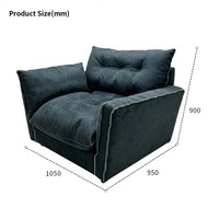 Fauteuil d'appoint moderne et minimaliste, profond et surdimensionné, en tissu capitonné avec rembourrage en éponge, idéal pour les hôtels et les hôpitaux