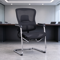 Chaise de visiteur ergonomique en maille avec support lombaire, cadre cantilever chromé pivotant et base en traîneau pour bureau et salle de réunion