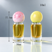 Flacon de parfum en verre rond à fond épais de 10 ml, couleur macaron, avec bouchon boule, rechargeable, échantillon vide, atomiseur de parfum, emballage OEM