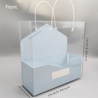 Ensemble d'emballage floral et cadeau portable avec poignée, boîte à fleurs transparente rose/bleue pour la Saint-Valentin, la fête des mères
