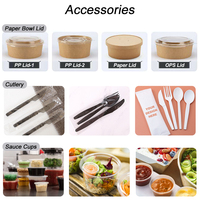 Bol en papier kraft de qualité alimentaire, jetable, pour soupe et nouilles, avec couvercle, conteneur biodégradable pour plats à emporter pour restaurant