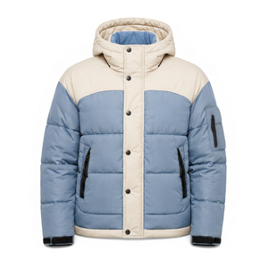 Wholesale Winter Puffer <b>Jacket</b> Modern Color Block Shell Insulated Hood Adjustable Cuffs Custom Woven Patch Sleeve Cargo Pocket - Product Image 1