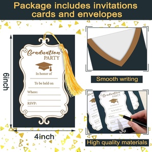 Cartes d'<span class=keywords><strong>invitation</strong></span> de fête de remise des diplômes, classe de 2026, avec pompon, annonces de félicitations - Product Image 3