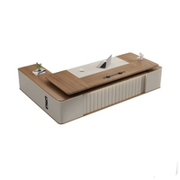 Bureau de direction en bois en forme de L, moderne et luxueux, personnalisé, en promotion pour PDG ou directeur général, bureau de manager durable et luxueux