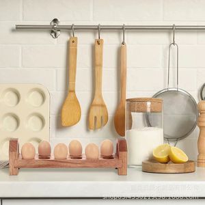 Contenedor de Alimentos de Madera para Huevos, Gran Capacidad, Compartimentos Divididos, Almacenamiento de Cocina, Conservación de Frescura - Product Image 1