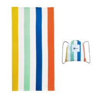 Eco-Friendly Large Size Quick Dry Suede Microfiber Towels Lightweight Recycled Sand Free Stripe Beach Towel With Bag