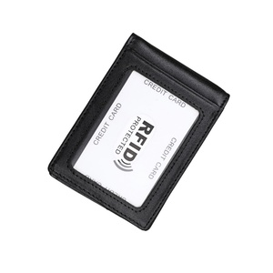 Genuine Cow Leather Short Wallet Fashion RFID Card Holder Money <b>Clip</b> <b>Purse</b> for Men Women Plain Pattern Use for Credit Card - Product Image 3