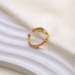 French Style <b>Titanium</b> Steel Gear <b>Ring</b> Gold Geometric Shape Women's Fashion Jewelry Gift Simple Design - Product Image 2
