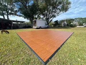 465x465mm Outdoor Waterproof Portable Seamless Light Brown Cam-lock <strong>4x4</strong> Brown <strong>Wood</strong> Dance Floor for Weddings - Product Image 1