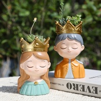 Pot de fleurs Roi et Reine ROOGO, figurine originale, boîte pour plantes aériennes, pots pour succulentes et cactus, cadeaux artisanaux, accessoires de bureau