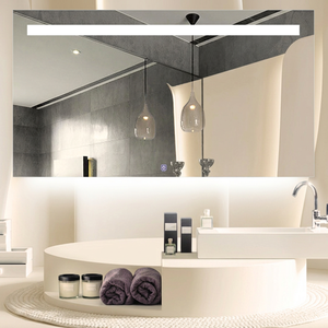 Miroir de salle de bain intelligent à LED rétroéclairé en aluminium noir rectangulaire moderne avec interrupteur tactile, miroir mural pour la décoration de la maison - Product Image 6