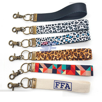Perlengkapan Lanyard Desainer Kustom Tali Dompet Gantungan Kunci Sablon Sutra Warna-warni Gelang Pendek Poliester/Nilon