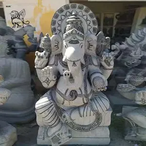 Blve Indiase Religieuze Natuursteen Snijwerk Hindu God Ganesha Figuur Sculptuur Levensgroot Heer Ganesh Tuinbeelden
