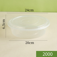 Boîte à lunch transparente jetable avec couvercle de bol de restauration rapide épaissi assiettes et bols en plastique PP noir et blanc à emporter