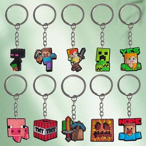 Dễ thương phim hoạt hình thợ mỏ trò chơi Tùy chỉnh cao su Keychain minecrafts Ba lô Mặt dây chuyền quà tặng với mềm <span class=keywords><strong>Key</strong></span> tag thiết kế và logo - Product Image 5